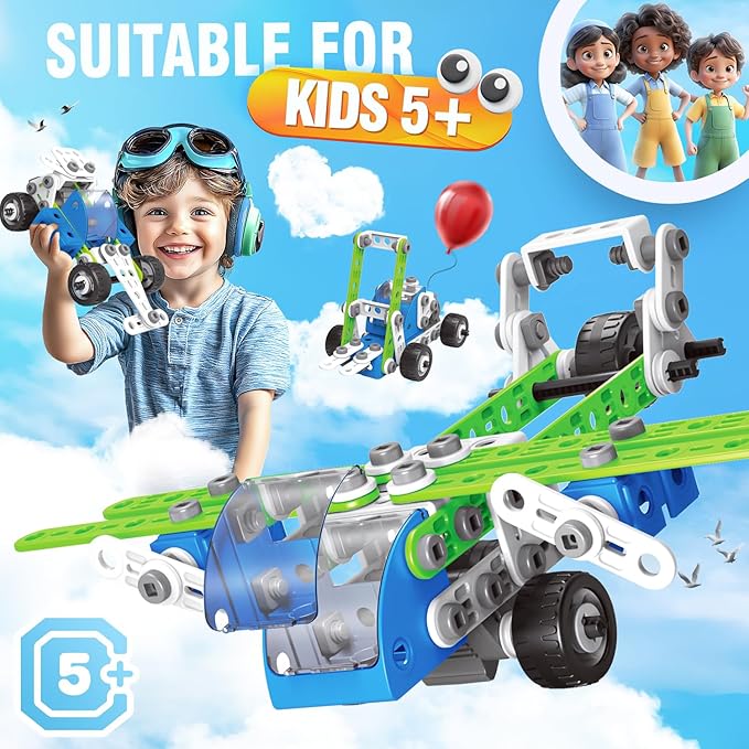 18 in 1 STEM Toys, SMIESSKIDDO 175 PCS Building Toys for Kids Ages 4-8 5-7 6-8 Educational Activities for Boys 4-6 8-10 Construction Creative Games Birthday Gifts for 4 5 6 7 8+ Year Old Boy Girl