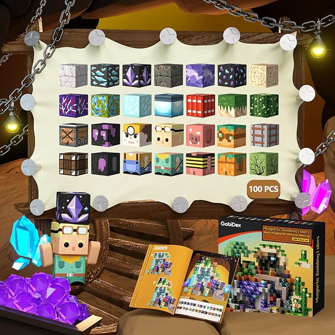 GobiDex 100PCS Magnetic Building Blocks Game-Based Build Magwonder World with Magnet Construction Toys STEM Sensory Gift for Boys Girls Birthday