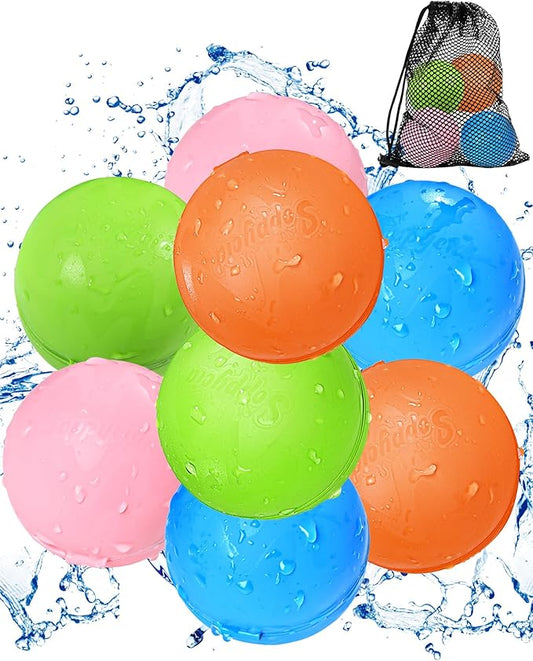 Multicolored Reusable Water Bomb Balloons,Pool Outdoors Summer Party Grasslands Toys Gifts,Automatic Water Filling Balloons for 3+ Years Old Boys Girls Adults(8Pack)