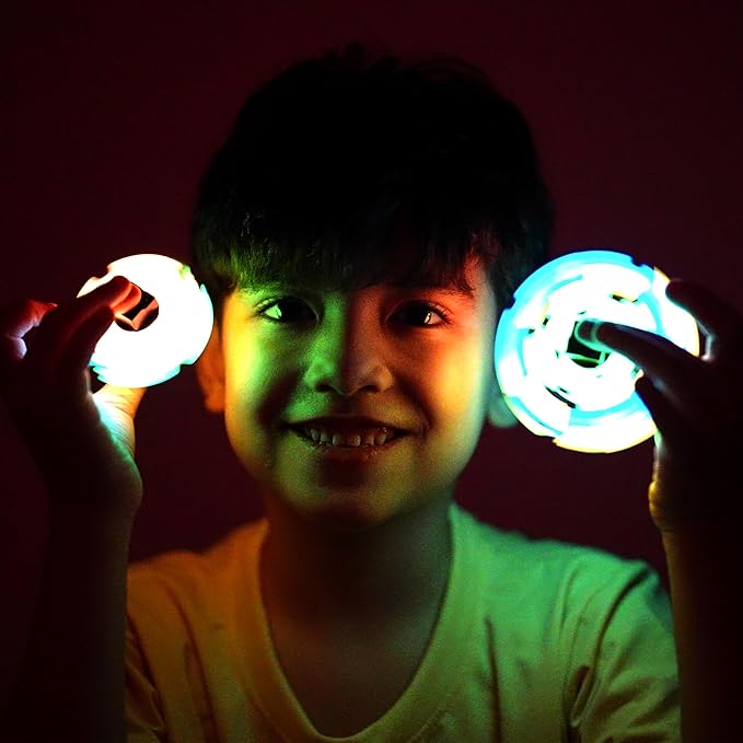 TOSY Magnet Fidget Spinner Glow - 16 Blocks, 3 in 1 Toy: Transformable Fidget Spinner, Infinity Cube, 2x2 Puzzle Cube, Glow, Stress Relief, STEAM Magnet Tiles Birthday Gift for Kids/Boys/Girls/Adults
