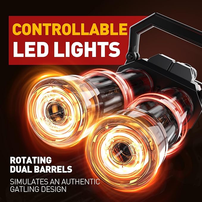 Gatling Electric Water Gun for Adults & Kids, Dual-Barrel, Up to 49FT Most Powerful Automatic Squirt Gun with LED Water-Sensor, Large Water Tank & Battery, Outdoor Pool Toy, Summer Toys for Parties