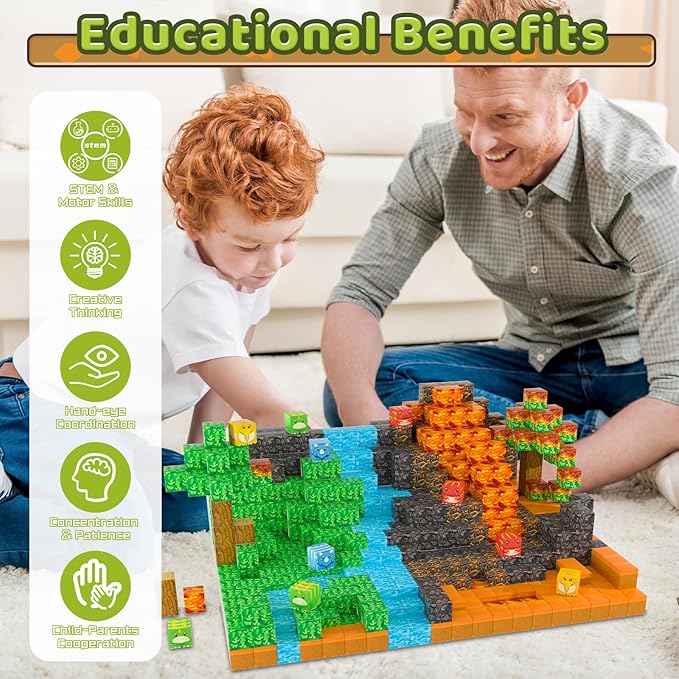 Magnetic Blocks - 120PCS Toy Build Set, Magnetic Building Blocks STEM Sensory Toys, Creative Kids Gift for 3+ Year Old Boys Girls (Dinosaur)