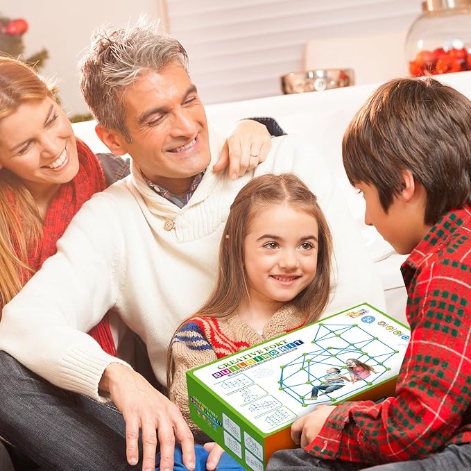 SpringFlower Fort Building Kit for Kids,STEM Construction Toys, Educational Gift for 3 4 5 6 7 8 9 10 11 12 Years Old Boys and Girls,Ultimate Creative Set for Indoor & Outdoors Activity,140 Pcs,Green