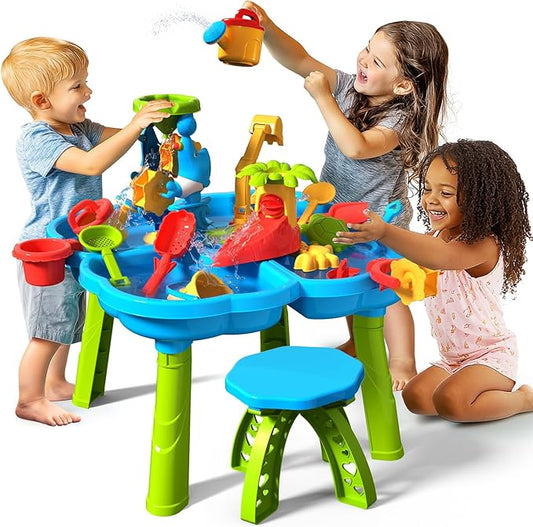 CozyBomB™ Water Table for Toddlers 3-5 | Outdoor Toys Water Play Table, Magnetic Fishing Toy Game, Summer Splash Pond Showers Sand Activity, Sensory Party Birthday Gift Kids Ages 4-8 9-12 (1-Tier)