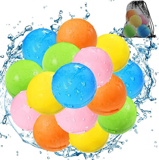 Reusable Water Bomb balloons, Magnetic Refillable Water balls - Pool Toys for Boys and Girls, Beach Outdoor Activities Water Games Toy for kids Self Sealing Water Splash Ball (15Pack)