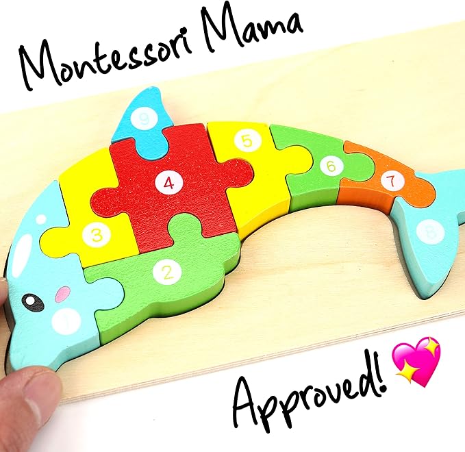 Montessori Mama Wooden Toddler Puzzles for Kids Ages 2-4, Montessori Toys for 3 Year Old, Animal Toddlers Toys Ages, 4-Pack Learning Toddler Puzzle