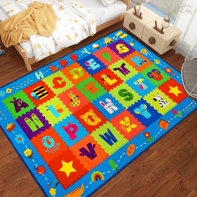 Classroom Rugs, Preschool Carpet for Classroom Elementary, School Learning Non-Slip Educational Carpet, Washable Kids Rugs for Playroom Nursery (Style 8, 59'' x 39.4")