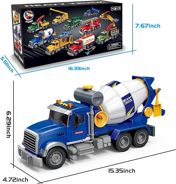 Dwi Dowellin Toddler Trucks Toys for Boys Age 1-3 3-5,Big Cement Mixer Truck with Lights and Sounds,Kids Boy Toys Christmas Birthday Gift Car