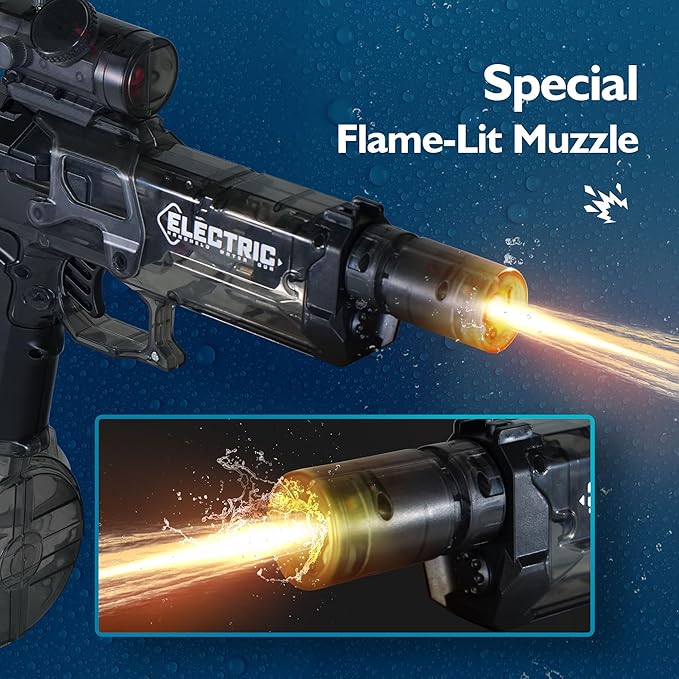 Electric Water Gun for Kids Ages 8-12-Automatic Water Gun-Super Soaker with Automatic High Power,Beach Toys for Summer Outdoor Fun,Perfect Pool and Water Guns Play (Black*2)