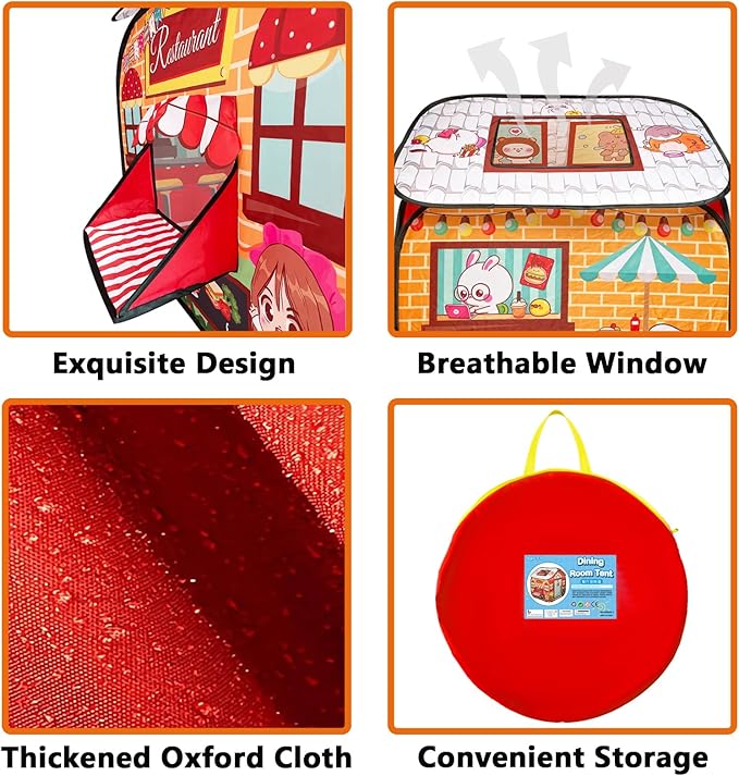 Kids Pop Up Fast Food Restaurant Play Tent, Playhouse Indoor Outdoor Folding Portable Play Tent for Kids Boys and Girls