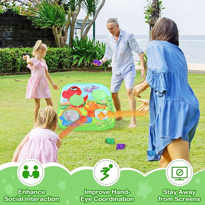 5-in-1 Bean Bag Toss Game for Kids, Animal Corn Hole Outdoor Toy for Toddler, Outside Yard Party Lawn Backyard Games Birthday Gift for Boy Girl Age 3 4 5 6 7 8