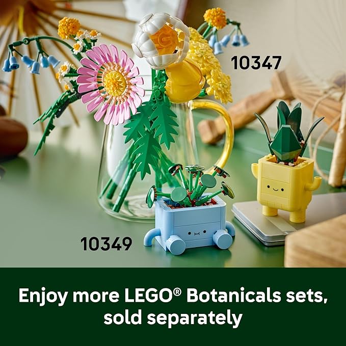 LEGO Botanicals Happy Plants Building Toy for Kids, Girls, and Boys 9+ - Playroom Decor for Desk or Shelf - Birthday Gift Idea for Young Gardeners - Artificial Indoor Plants for Play & Display - 10349