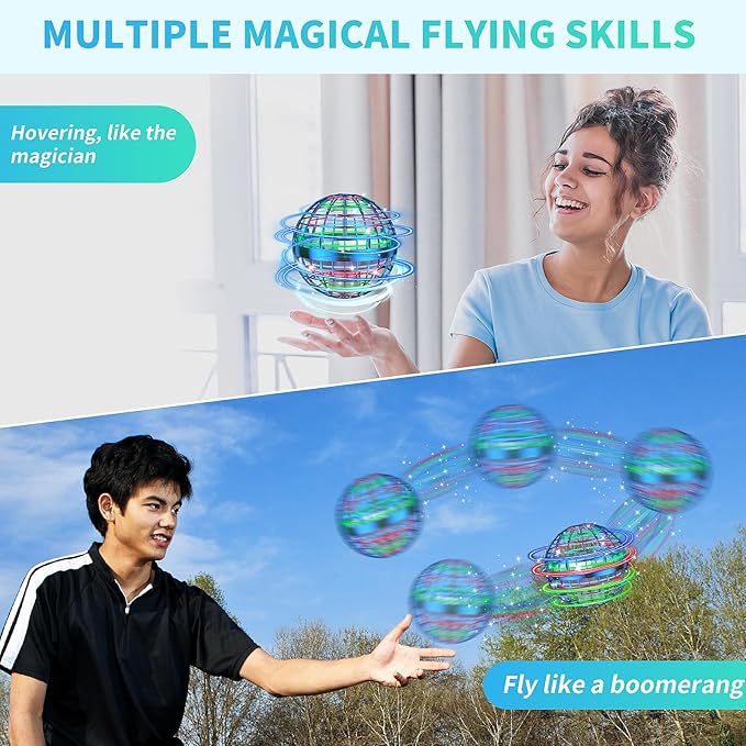 4PCS Flying Orb Ball Toys 2025, Hand Controlled Boomerang Hover Ball, Mini Drone Cosmic Globe Fidget Spinning Kids Adults Outdoor Fly Toy Birthday Gift Cool Stuff