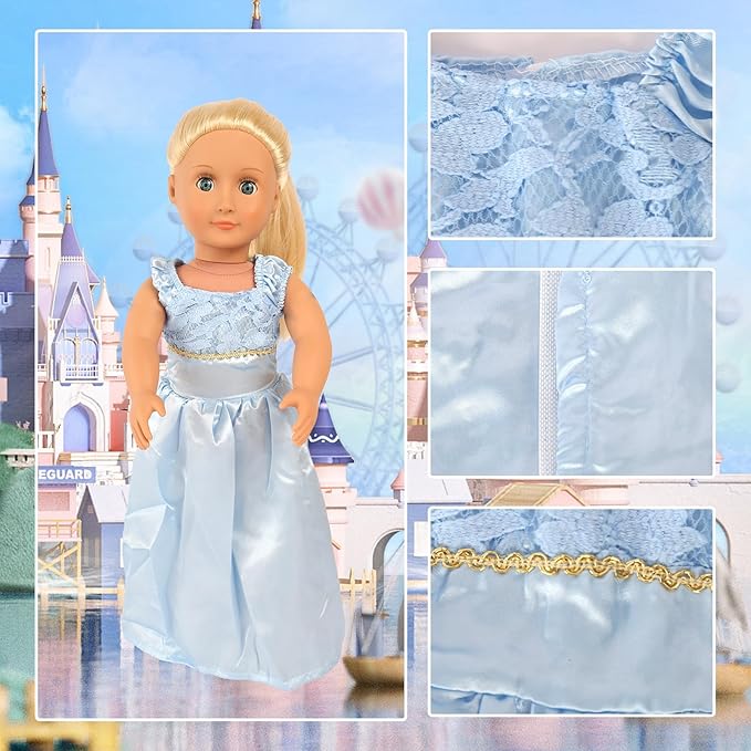 18 inch Doll Clothes Accessories -6Pcs Different Princess Costume Fits All 18 inch Girl Dolls