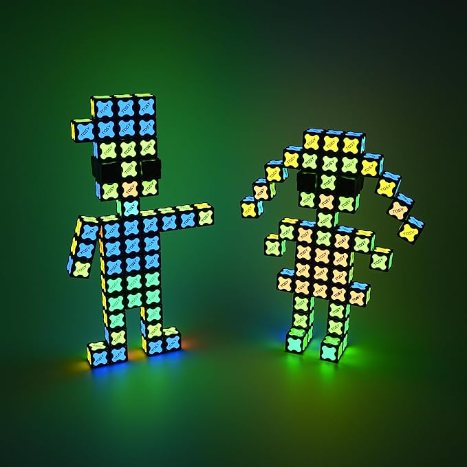 TOSY Magnet Cube 3x3 - 240 Magnets, 30 Blocks, 7 in 1 Toy: Puzzle Cube Game, Creative Building Blocks, Transformable Fidget Spinner, Infinity Cube, Magnet Tiles, UV Flashlight, Glowing STEAM Toy