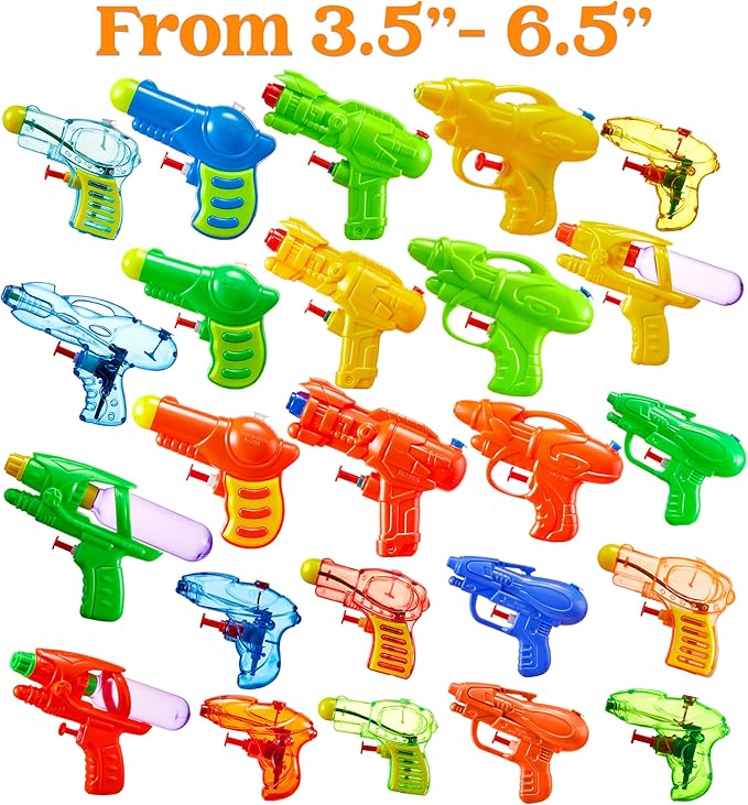 Sloosh 24 Packs Water Gun Party Favors, Assorted Colors Mini Water Blasters Summer Squirt Soaker Fighting Beach Pool Toys for Kids