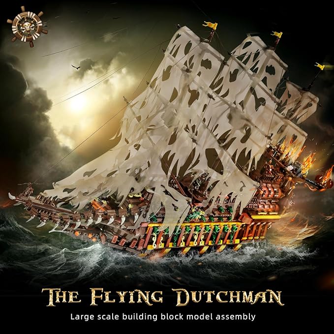 Mould King 13197 Pirate Ship Building Toy, MOC Flying Dutchman Model Ship Boat, Toy Building Sets for Adults, Halloween Decor Christmas Birthday Gifts for Teens Collections (4364 Pieces)