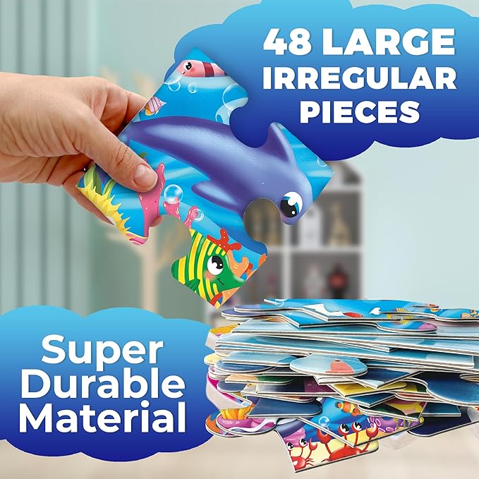 QUOKKA Giant Floor Puzzles for Kids Ages 4-6 - 2x3 Feet 48 Piece Puzzles for Toddlers 3-5 - Large Educational Kids Puzzles Ages 2-4 - Ocean Activity Game for Boys and Girls