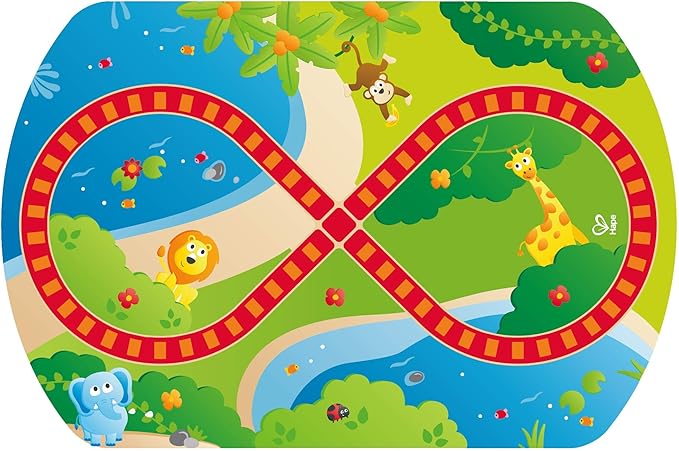 Hape Jungle Adventure Railway Table | Kids Bead Maze Puzzle Table with Accessories, African Scene Graphics, Child Sized Table for Individual and Group Play