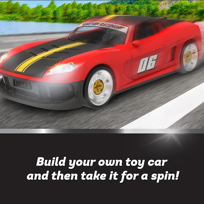 Driven by Battat Take-Apart Sports Car Playset 34pc Red Toy Car STEM Toy with Mini Tool Lights & Sounds 3 Years +