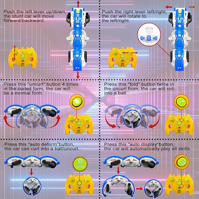 Remote Control Car, RC Stunt Snake Car 360° Roll with Hand Gesture Sensing and Touch Rotation, Super Fast Racing Car for Christmas Birthday Gift, Indoor/Outdoor Toys for 6-12 Year Old Boys Girls -Blue