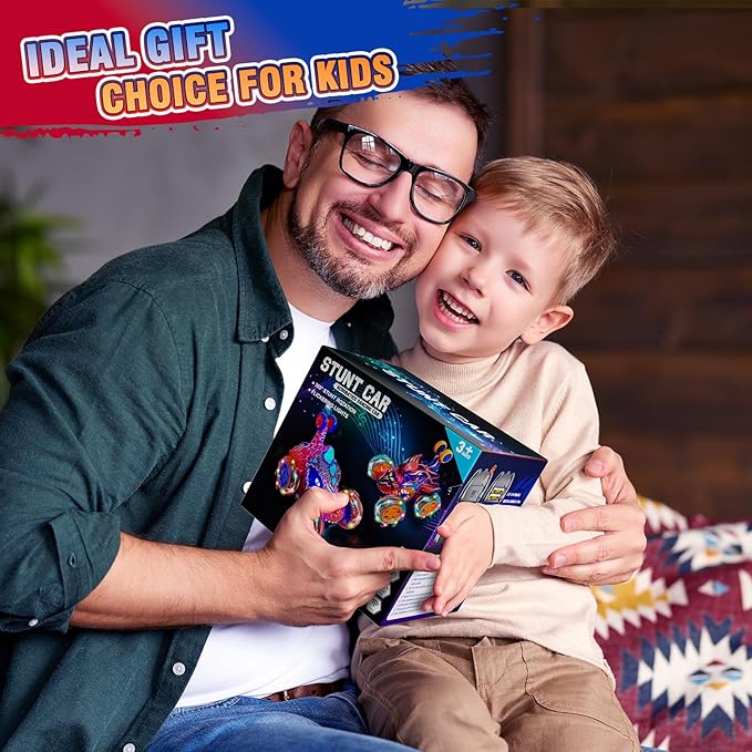 Carsky Remote Control Car RC Cars for Boy 360°Stunt Rotation 4WD Remote Cars for Kids 3-6 Double Sided Dinosaur Toy with Lights,2.4GHz Electric Toy Car,Easter Birthday Gift for 3 4 5 6 Year Old Boy