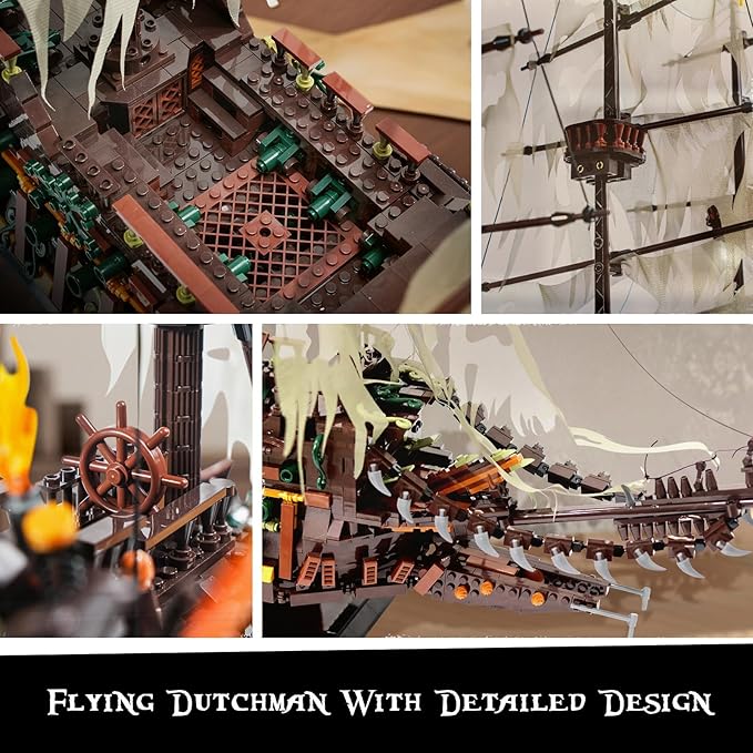 Mould King 13197 Pirate Ship Building Toy, MOC Flying Dutchman Model Ship Boat, Toy Building Sets for Adults, Halloween Decor Christmas Birthday Gifts for Teens Collections (4364 Pieces)