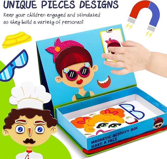 Magnetic Puzzles for Kids- Educational Magnetic Book, Crazy Face Dress-Up Game & Preschool Toddler Learning Activities, Travel-Friendly STEM Toy, Fun Fridge Magnets for Toddlers 1-3 3-12