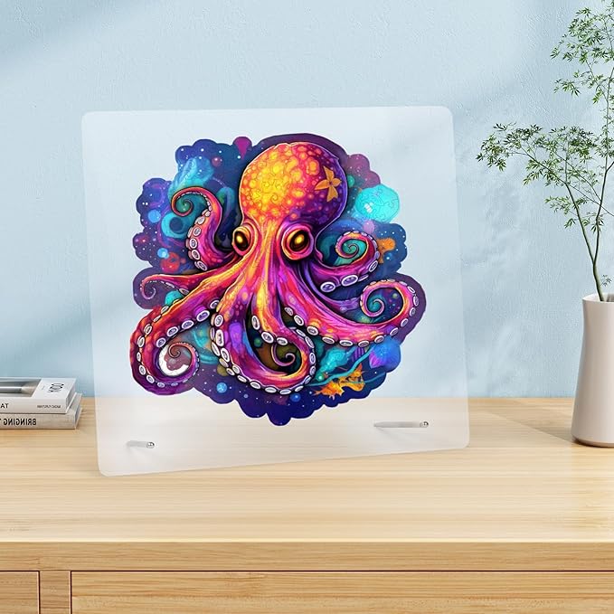 Wooden Puzzles for Adults, Octopus Jigsaw Puzzles 500 Piece, Unique Animal Shape Wood Puzzles for Adults and Kids, Fun Challenging Puzzles Family Game, 16.7 x 16.3 Inches, Royal Size