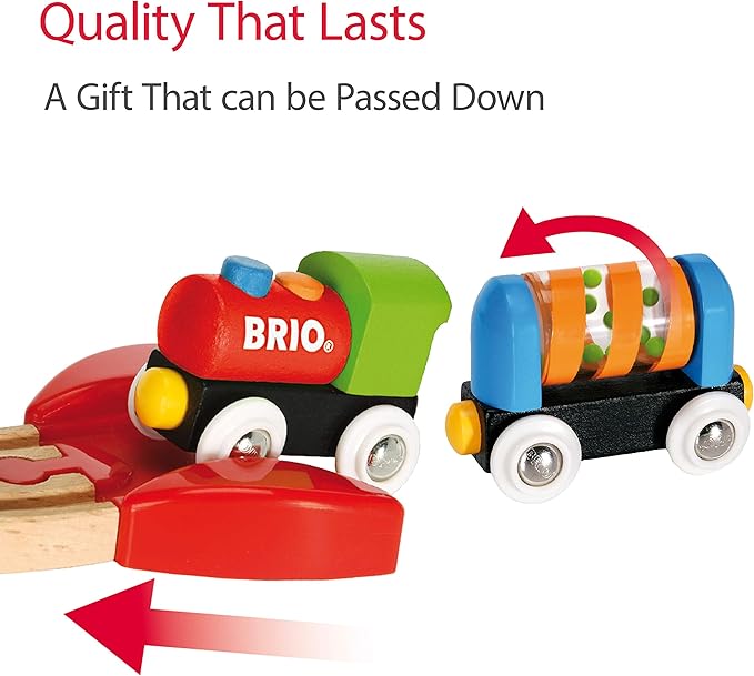 BRIO My First Railway Beginner Pack - 18-Piece FSC-Certified Wood Train Set - Compatible with All BRIO Sets - Includes Rainbow Bridge & Rattle Wagon - Safe Play - Toddlers Ages 18 Months & Older