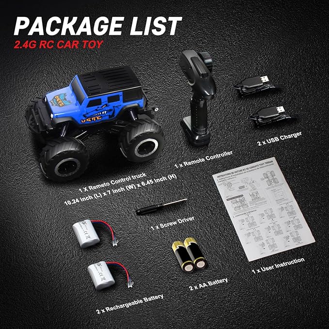 1/16 Remote Control Monster Truck : 4x4 Off Road Waterproof Rc Jeep Combines Amphibious and All Terrain Traversal, Birthday Gift for Boys & Girl Ages 6-12 (Blue SUV)