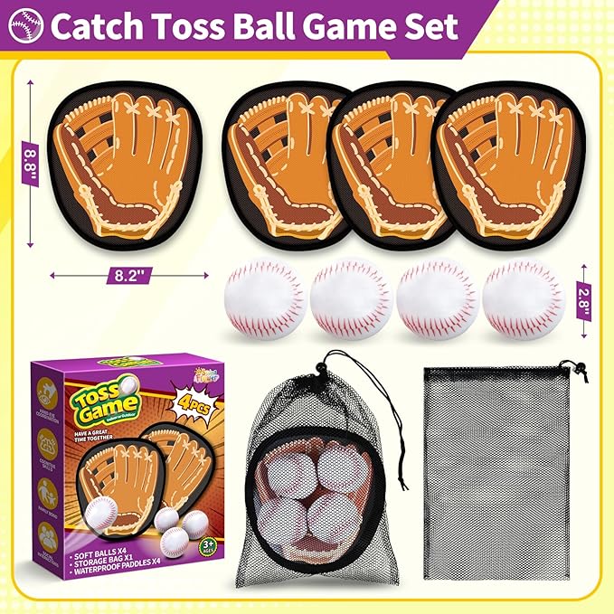 SpringFlower Catch and Toss Game, Outdoor Sport Game Toy for Toddlers Kids, Stick Ball Catch Game Set Toy Gifts for Boys & Girls,Kids Baseball Beach Outdoor Indoor Pool Game