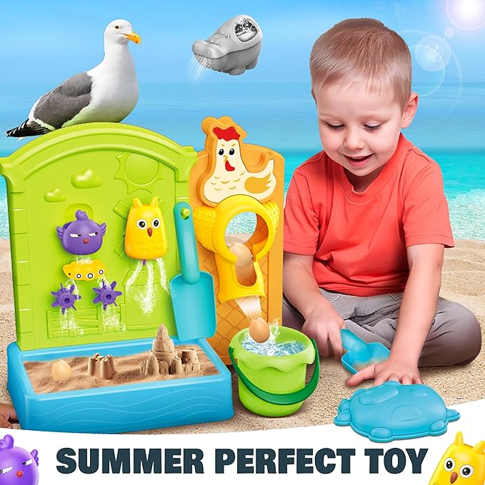 BELLOCHIDDO Water Table for Toddlers 1-3 - Summer Toys Kids Sand Water Table, Magnetic Fishing and Egg Catching Games for Outside Outdoor Beach Backyard, 12 PCS Water Toy Accessories for Toddlers