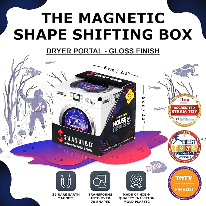 SHASHIBO Meow Wolf Shape Shifting Box - STEM Magnetic Fidget Cube That Transforms Into Over 70 Shapes, Download Fun in Motion Toys Mobile App (Dryer Portal)