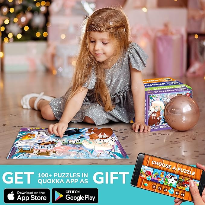 QUOKKA Puzzles for Toddlers 3-5 – 3 x 36 Pieces Floor Puzzles for Kids Ages 2-4 – 12 Toy Learning Farm Animals for 4-6 – Jigsaw Game for Boy and Girl 3-5-7 Year Old