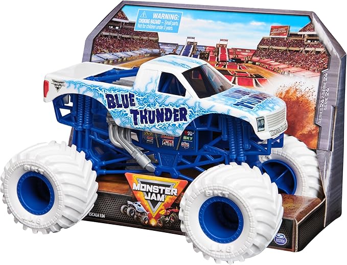 Monster Jam, Official Blue Thunder Monster Truck, Collector Die-Cast Vehicle, 1:24 Scale, Kids Toys for Boys and Girls Ages 3 and up