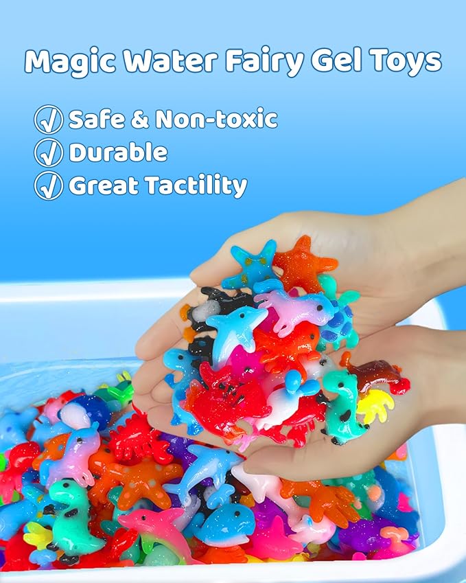 24 Gels Magic Water Elf Toy Kit - Aqua Fairy Water Gel Kits with 16 Molds, DIY Squishy Maker Set for Kids, Water Pets Squishies Toys, Party Favors Arts & Crafts Gift for Boys & Girls