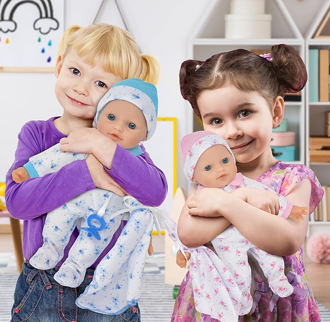 Gift Boutique - Soft Body Twin Baby Dolls for Toddlers in Gift Box, 12 Inch Baby Doll with Pacifier, Baby Girl Doll and Baby Boy Doll