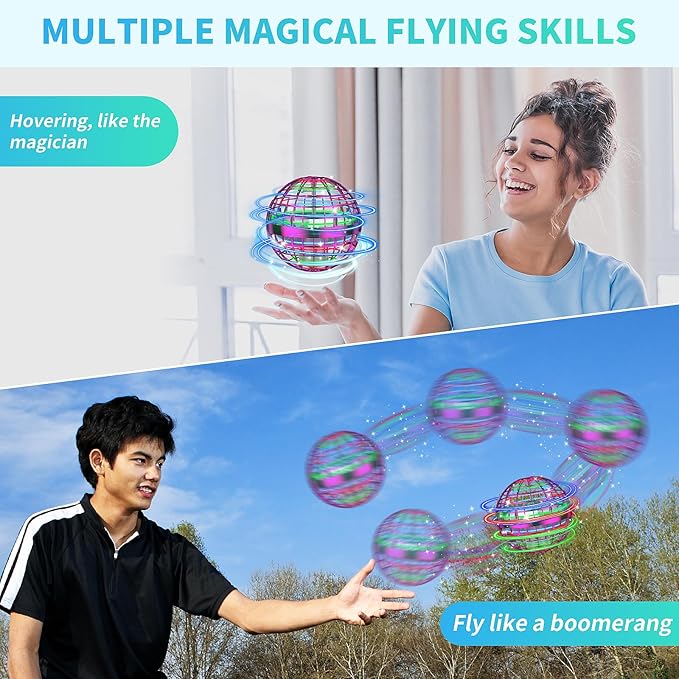 2025 AI Flying Orb Ball Toys, Hand Controlled Boomerang Hover Ball, Mini Drone Cosmic Globe Fidget Spinning Kids Adults Outdoor Fly Toy Christmas Birthday Gift for Boys Girls 6 7 8 9 10+ Year Old