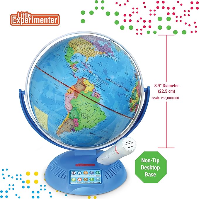 Interactive Globe for Kids with Wireless Smart Pen, 9โ Globes with Stand, Learning & Education STEM Toys, Talking World Map Gift for Children, Birthday Gifts for Boys & Girls Ages 7 8-12 Years Old