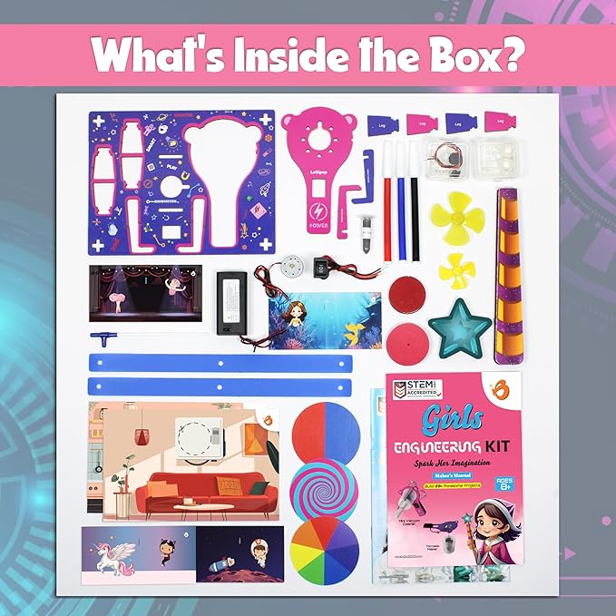 ButterflyEdufields 100+ STEM Projects | Girls Mini Engineering Kit for Ages 8 10 12 15 Years | Ultimate DIY Science Experiments for Kids | Educational Engineering Toys Best Birthday Gift idea