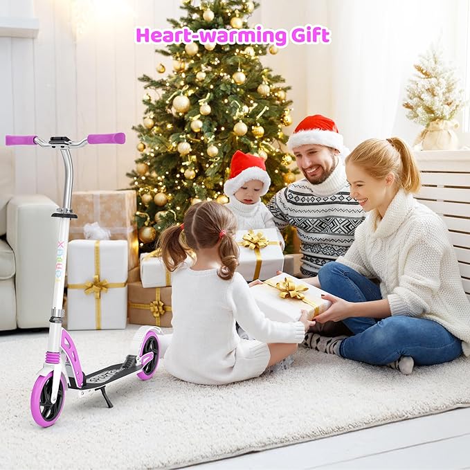 TONBUX Kick Scooter for Ages 6+, Dual Suspension Kids Scooter with Lightweight Aluminum Frame, Adjustable Handlebar Scooters for Kids, Teens and Adults