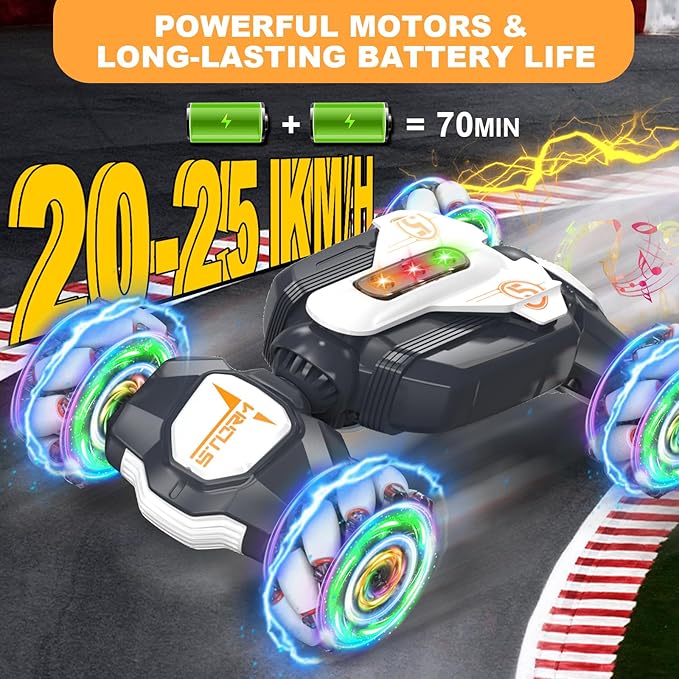 Gesture Stunt RC Car, 2.4Ghz 4WD Remote Control Car, Gravity Watch Sensor 360° Rotating Twist Drift Offroad Toy Car with Music Lights, Ages 6-12 Boys Girls Birthday