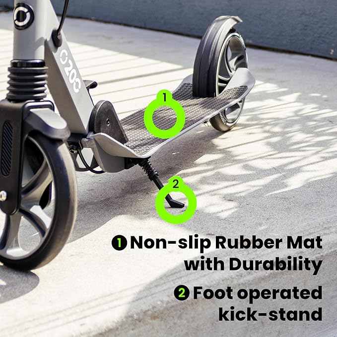 Aero Big Wheel Scooters for Kids Ages 8-12, Teens and Adults. Manual Kick Scooter for Boys and Girls, with Hand Brake, Rubber Mat, Shock Absorption, Foldable and Height Adjustable