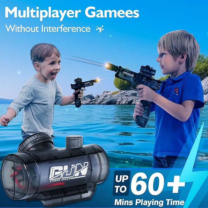Electric Water Gun for Kids Ages 8-12-Automatic Water Gun-Super Soaker with Automatic High Power,Beach Toys for Summer Outdoor Fun,Perfect Pool and Water Guns Play (Black*2)