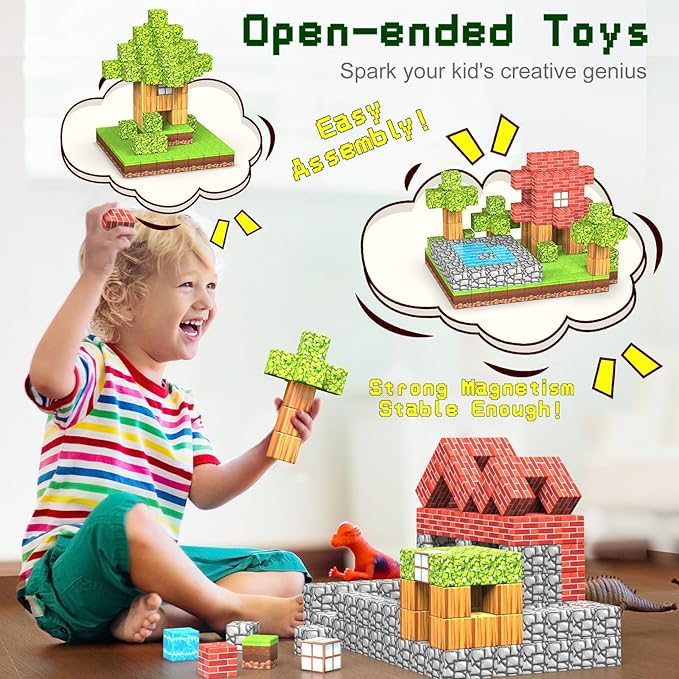 100PCS Magnetic Blocks, 1 inch Building Blocks for Kids, SETM Sensory Toys for Toddlers, Building Blocks Cubes, Birthday Gift for Boys and Girls Aged 3-12 Creative Construction Toys