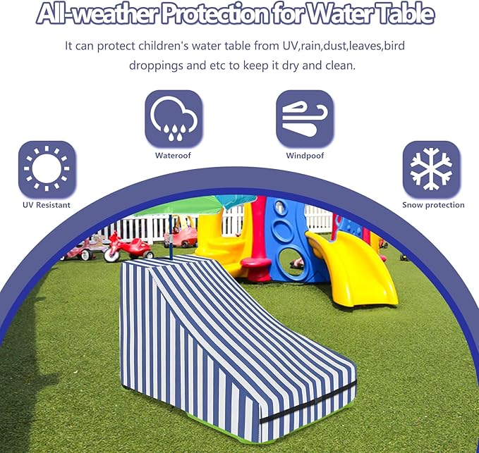 Kids Water Table Cover,Outdoor Heavy Duty 600D Waterproof Toddler Water Play Table Cover,Compatible with Step2 Waterpark Wonders Two-Tier Water Table