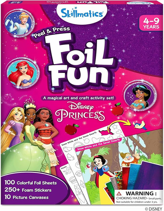 Skillmatics Foil Fun - Disney Princess, Mess-Free Art & Craft Kits for Kids, DIY Creative Activity, Travel Toys, Perfect Gifts for Fans of Moana, Cinderella, Ariel, Jasmine, Ages 4, 5, 6, 7, 8, 9