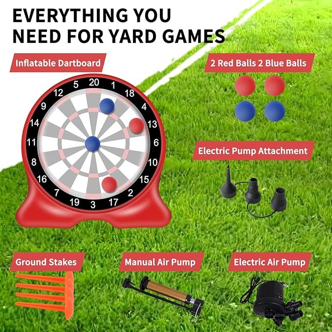 Giant Inflatable Dart Board, 6.5FT Outdoor Games for Adults & Family, Fun Backyard & Yard Game, Large Carnival Game, Giant Soccer Kick Golf Dartboard