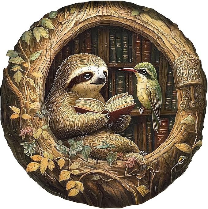 Wooden Puzzles for Adults, Wooden Jigsaw Puzzles for Adults Kids, Zoological Library Unique Shaped Wood Puzzles Adult, Creative Birthday Gifts for Friends Family Game (8.5 * 8.5in 100pcs)